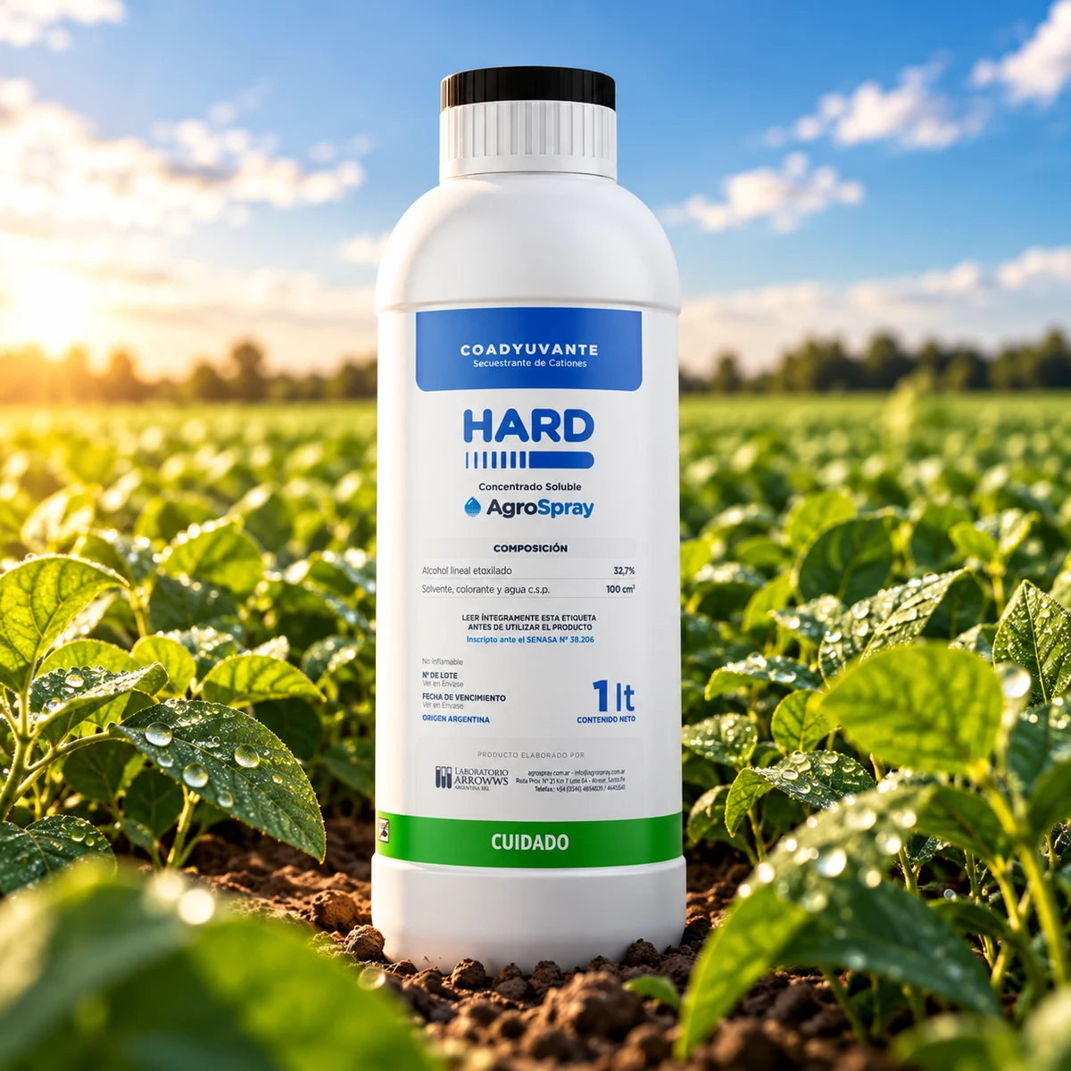Envase de Hard de AgroSpray en un cultivo