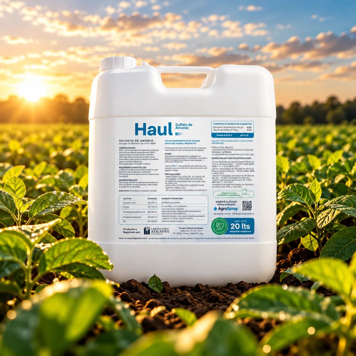 Envase de Haul — Sulfato de Amonio, con su etiqueta completa
